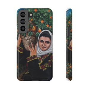 Phone Case with Card Holder — Vintage Middle Eastern Woman & Orange Grove Artistic Design