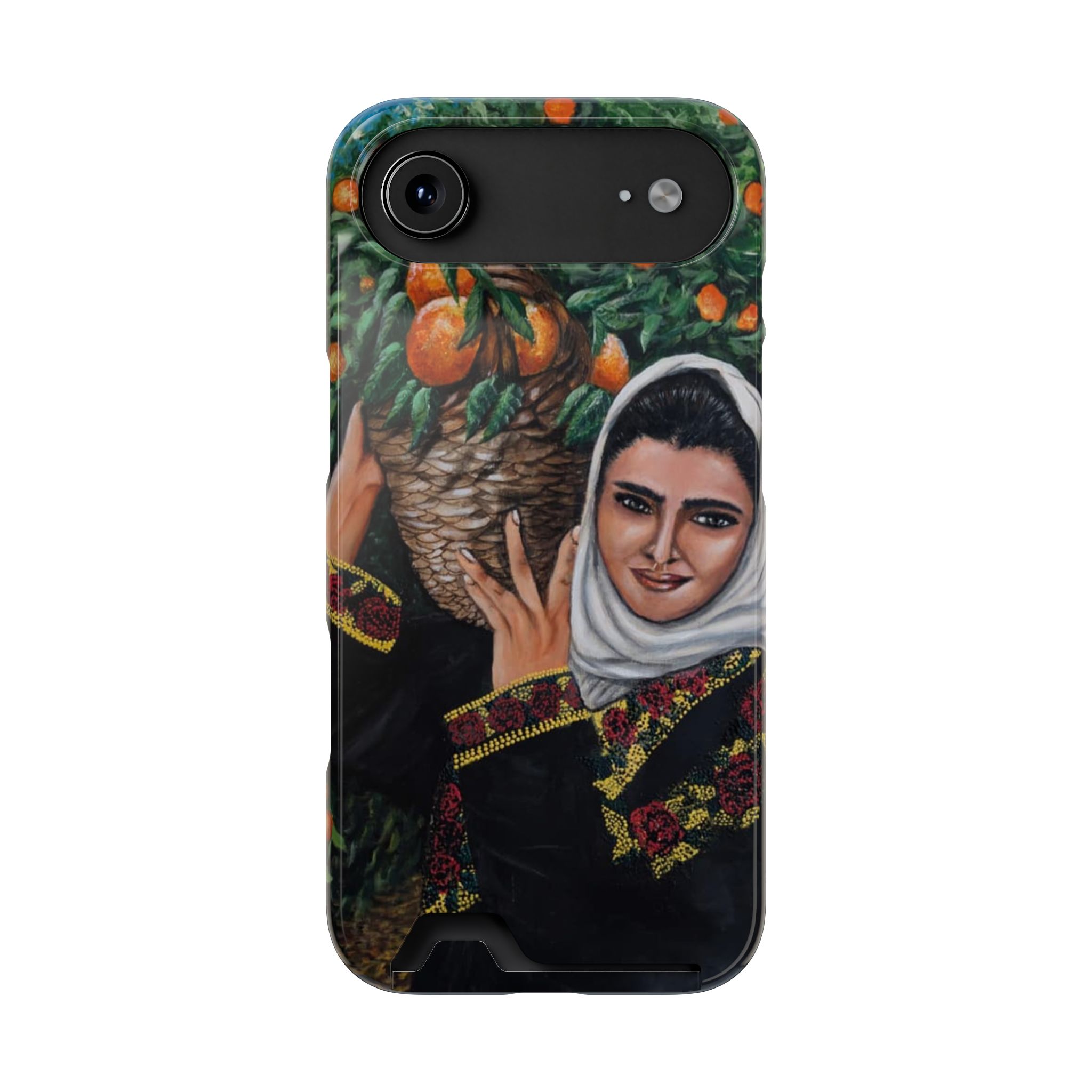 Phone Case with Card Holder — Vintage Middle Eastern Woman & Orange Grove Artistic Design - Image 67
