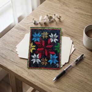 Embroidery Motif — Blank Postcards with Envelopes